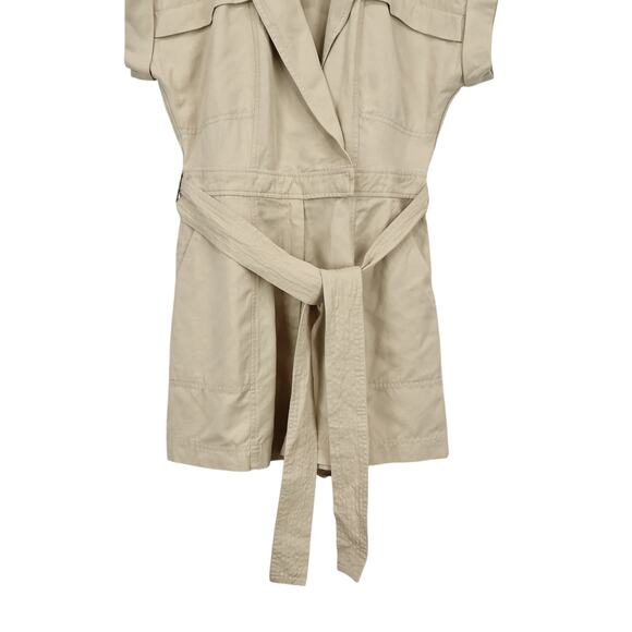 NWT Madewell Tie-Waist Linen Blend Romper In Summer Dune Tan Size 6 - Picture 7 of 12